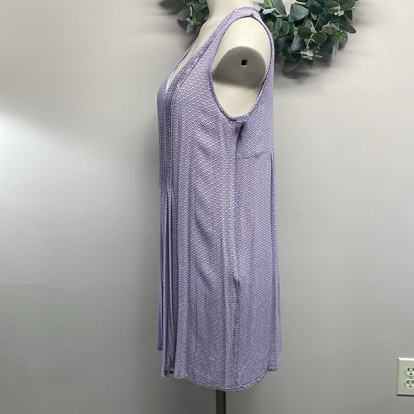 Old Navy Pleated Crepe Purple and White Print Sleeveless Dress S P - Picture 4 of 14